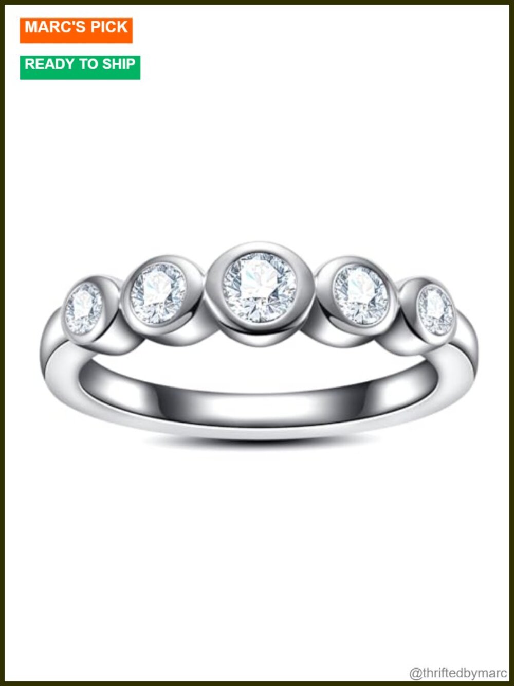 Moissanite Eternity Band 925 Sterling Silver Bezel Set Stackable Ring Size 7.5